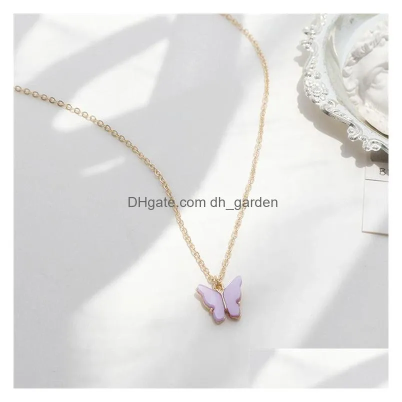 japan and south korea sweet butterfly pendant necklace fairy simple temperament niche cold wind clavicle chain