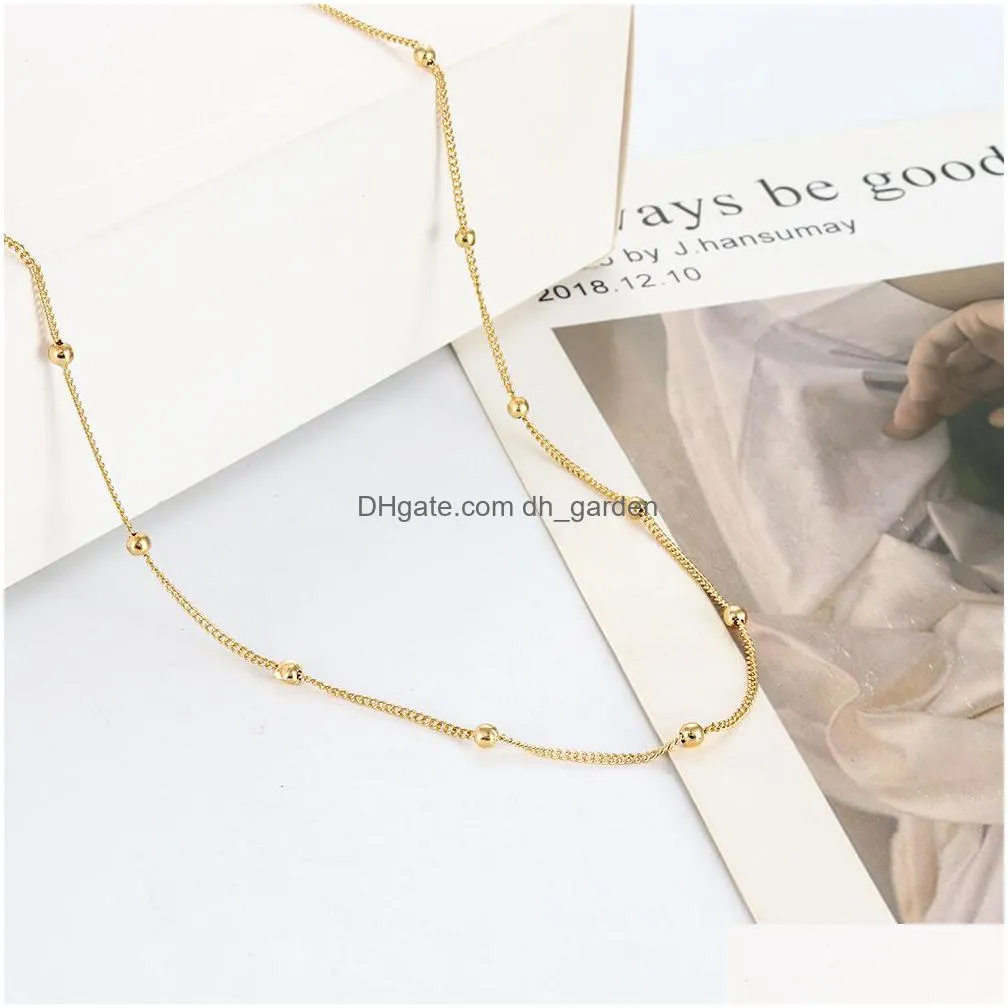 sequin chain necklace satellite bead dainty thin 18k gold simple choker boho jewelry gift for women