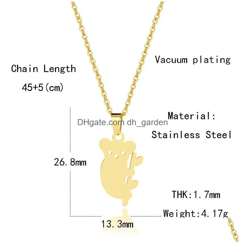 stainless steel necklace tiny simple gold chain koala pendant bear necklaces for women animal jewelry gift