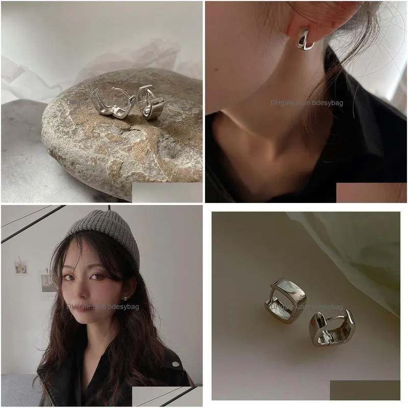 trendy silver color square circle dangle earrings for women huggies ear buckle hoop earrings ear piercing wedding jewelry 2023