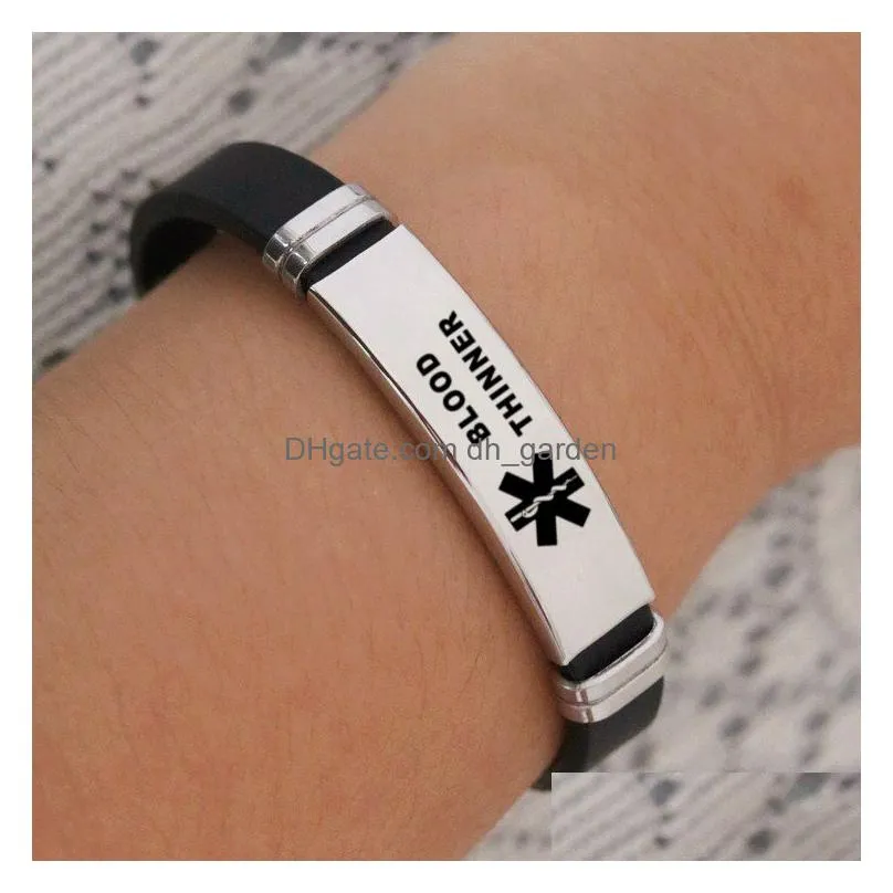 type 2 diabetes stainless steel life star medical silicone bracelet warning bracelets pulseras