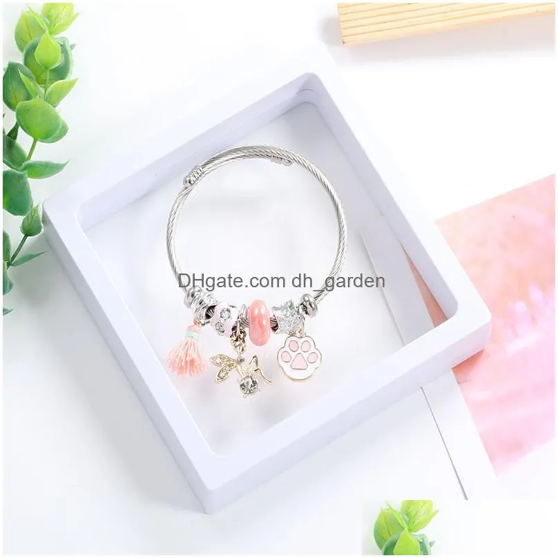 korea sweet cute bracelet diy cat paw print wire rebound bracelets european and american elegant fashion jewelry