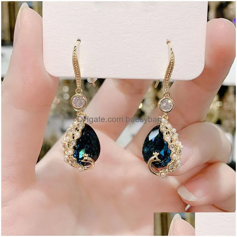 vintage peacock dangle earring female chinese style long earrings for women fashion jewelry gift diy creativity