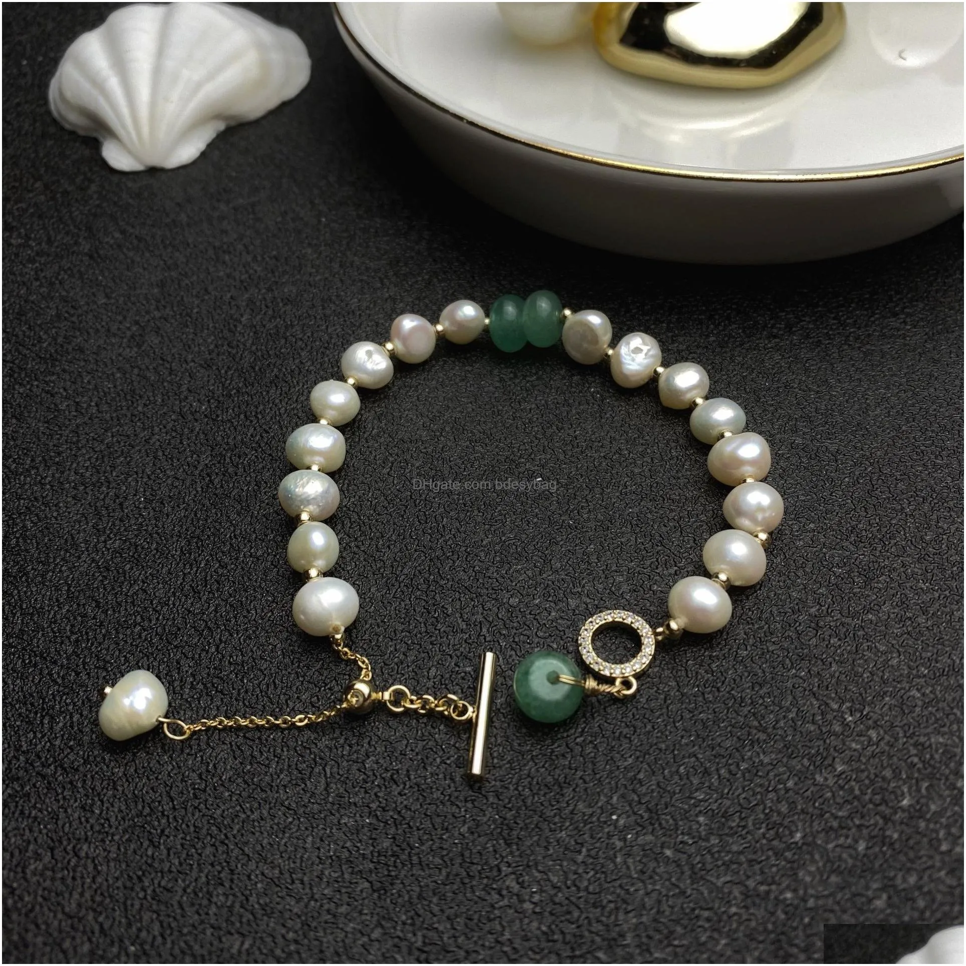 classic fashion natural stone pearl pendant bracelet for woman exquisite new lucky cuff bracelet anniversary gift luxury jewelry