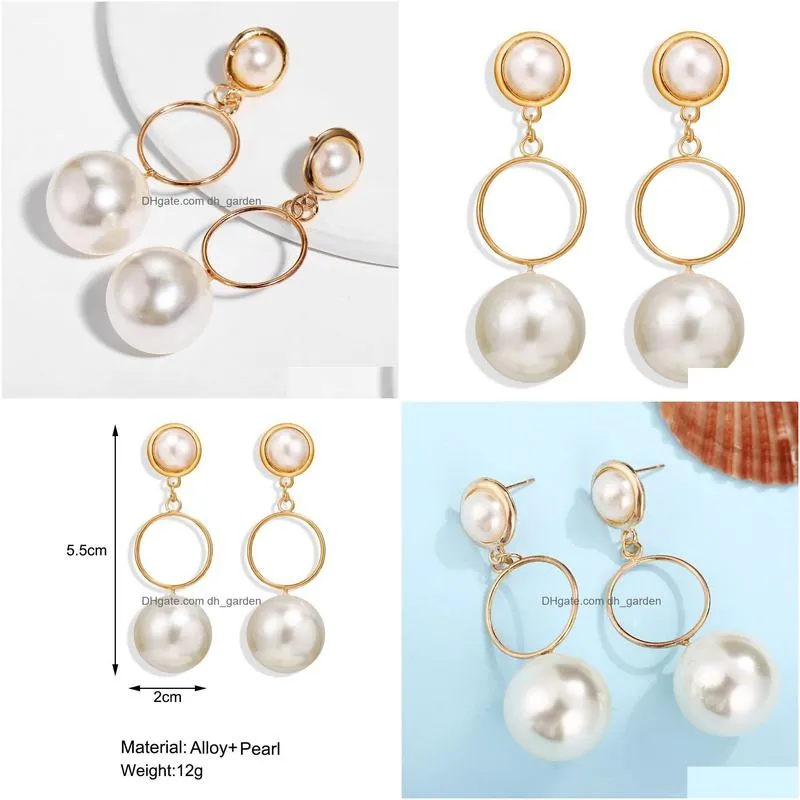 boho white circle imitation pearl pendant drop dangle earrings creative retro korean gold plated jewelry accessories party gift