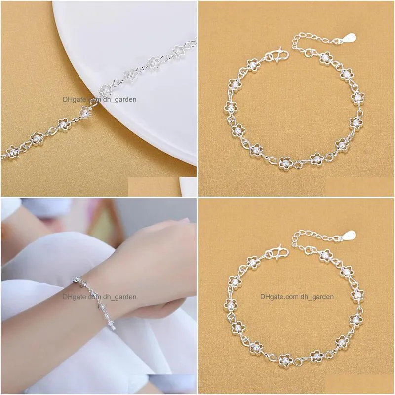 silver bracelets fashion small flower hollow plum frosted bead bracelet fine jewelry