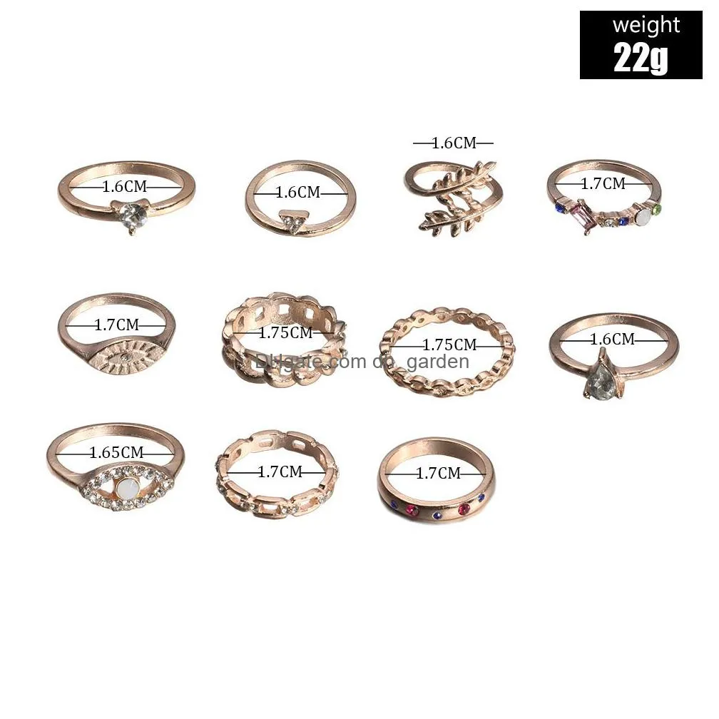 2022 vintage fashion ring set for women girls gold metal punk geometric hollow leaves women finger rings party jewelry anillos
