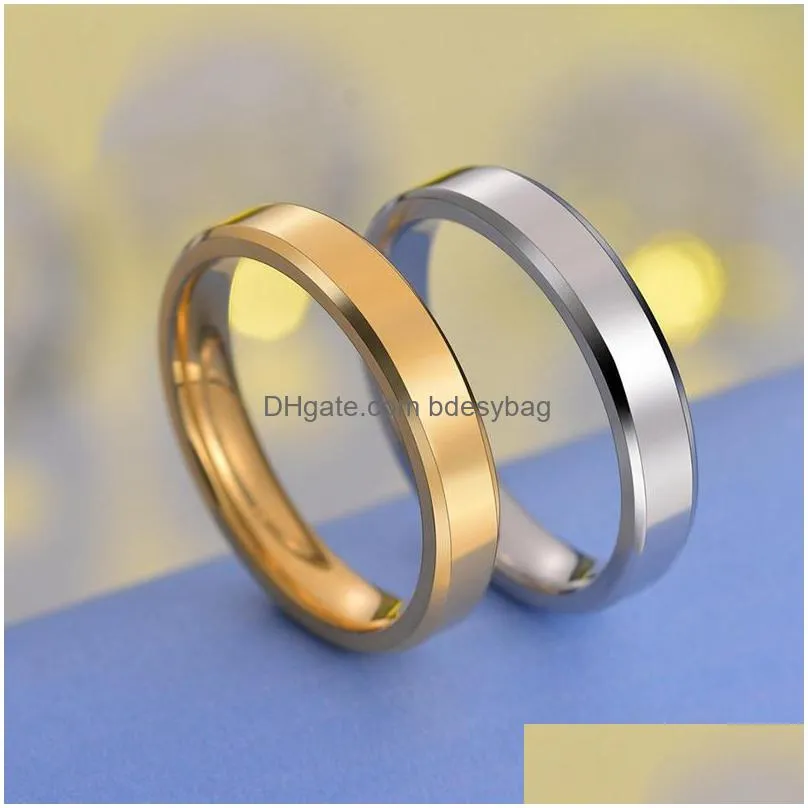 4mm stainless steel rings for men women blank band ring can engrave high polished edges engagement jewelry fit 511 size