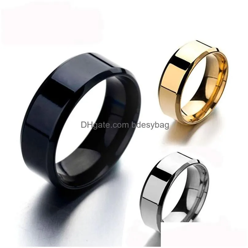 4mm stainless steel rings for men women blank band ring can engrave high polished edges engagement jewelry fit 511 size