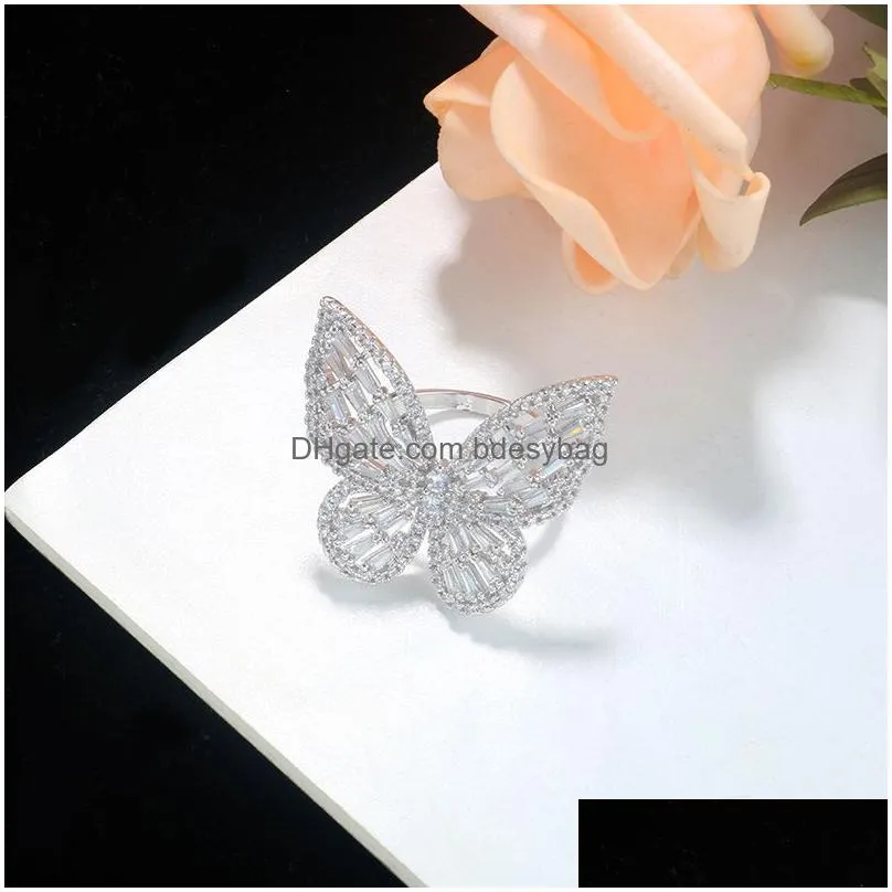 new super fairy zircon butterfly open index finger ring fashion temperament sweet wild love rings female jewelry