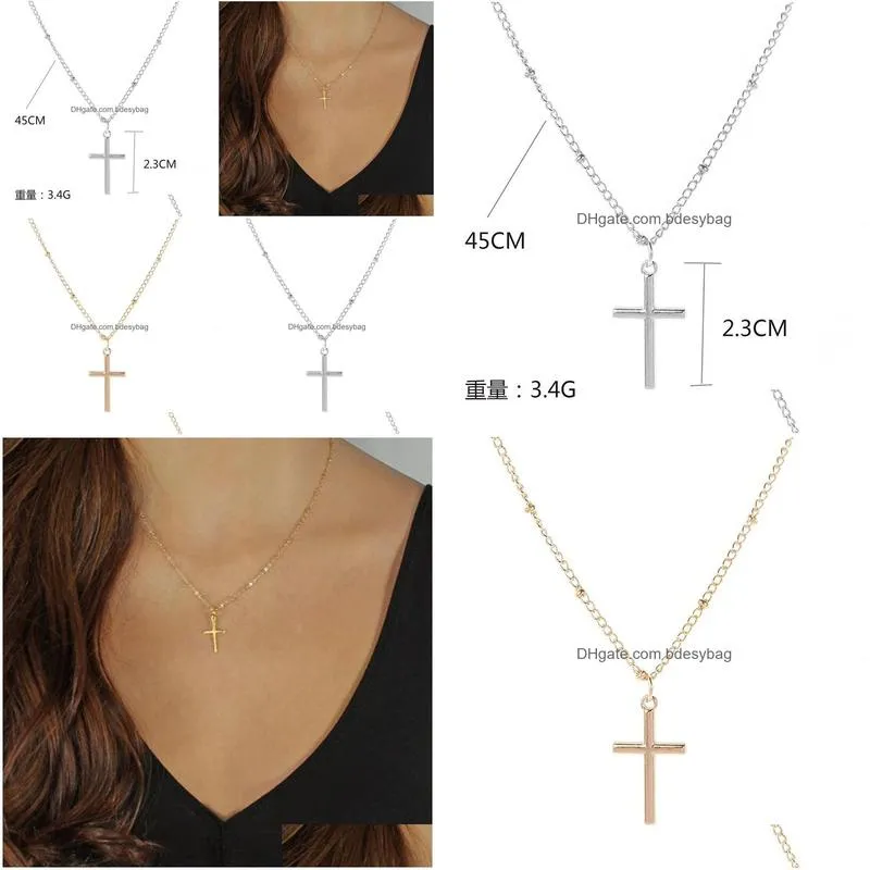 newest fashion summer silver chain cross necklace small gold religious jewelry gift for women wholesale