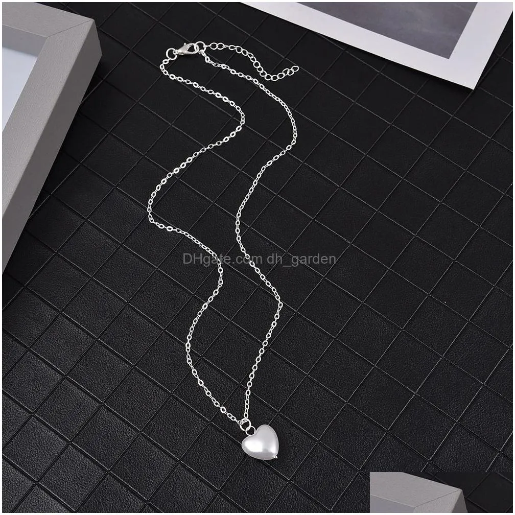 new arrival 2021 fashion sweet girls elegant heart pearl necklace for women students party choker jewelry gifts