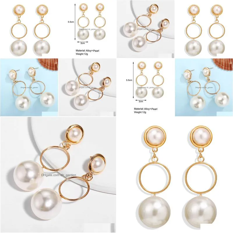 boho white circle imitation pearl pendant drop dangle earrings creative retro korean gold plated jewelry accessories party gift