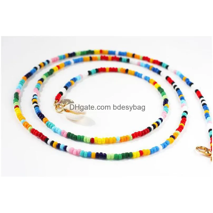 colorful rice beads shell set necklace handmade beaded long necklaces women jewelry sweater rosary bead choker chain collar