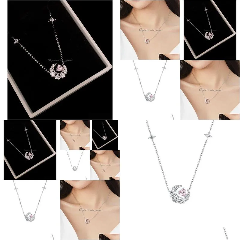 fashion silver color moon star pendant necklace crescent clavicle chain choker necklace for women jewelry