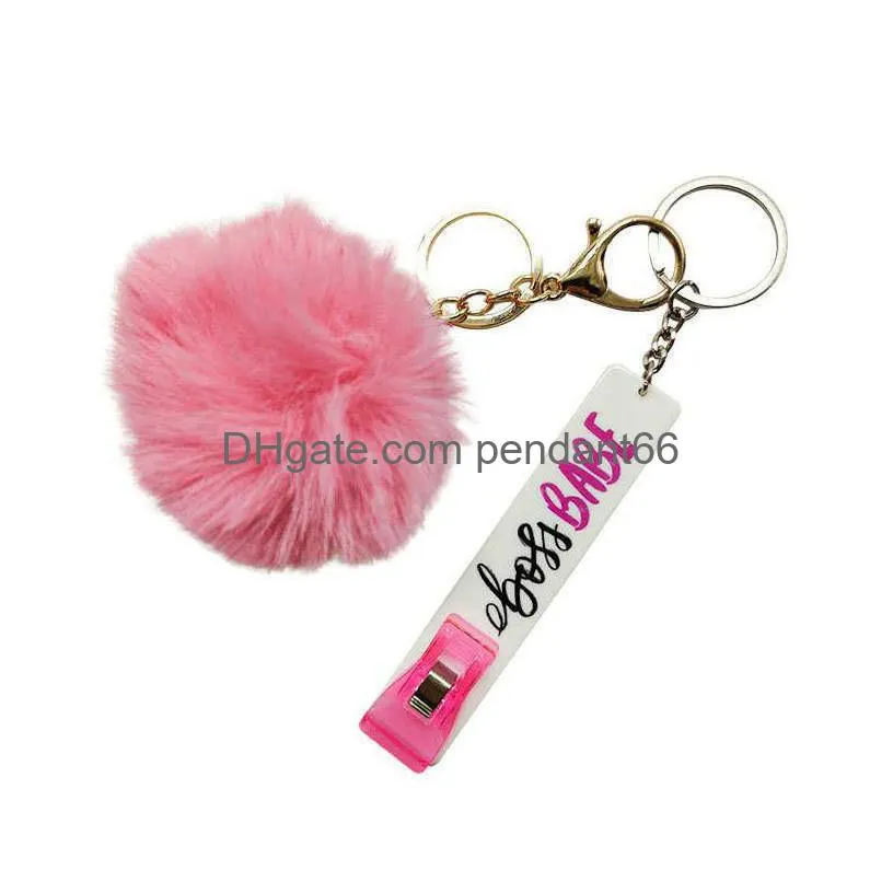 cute credit card puller pompom key rings acrylic debit bank card grabber for long nail atm keychain cards clip nails tools 6298