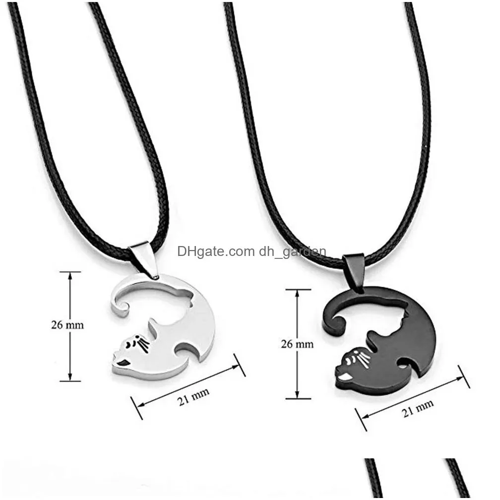 2pcs puzzle cat keychain for women a pair of lover couple animal matching pendant valentines gift unique design jewelry