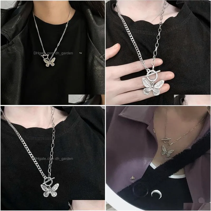 fashion popular butterfly shaped buckle pendant necklace bracelet ancient retro style clavicle necklaces