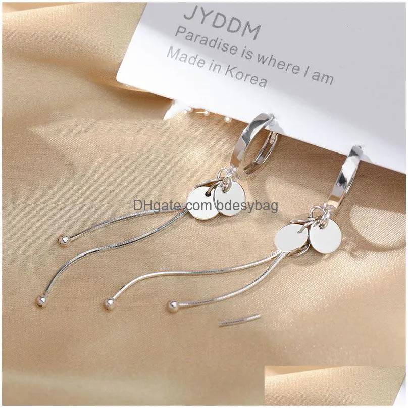 silver newest arrival round brand tassel long dangle earrings temperament y fashion ins handmade jewelry gift