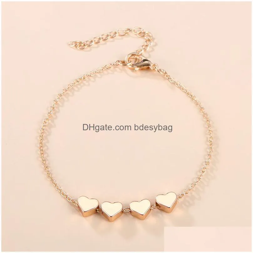 vintage peach heart gold silver color bracelet chain bracelets for women girls popular jewelry gifts wholesale