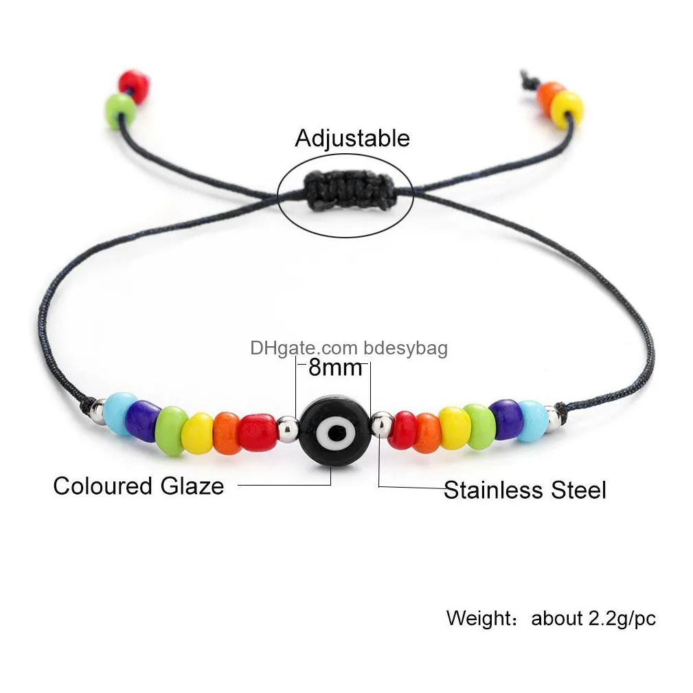 turkish evil eye bracelet for women fashion beads 2021 bohemian rainbow beaded jewelry rope string lucky bracelets