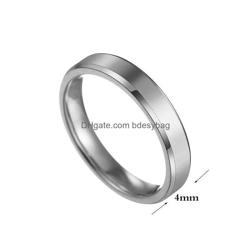 4mm stainless steel rings for men women blank band ring can engrave high polished edges engagement jewelry fit 511 size