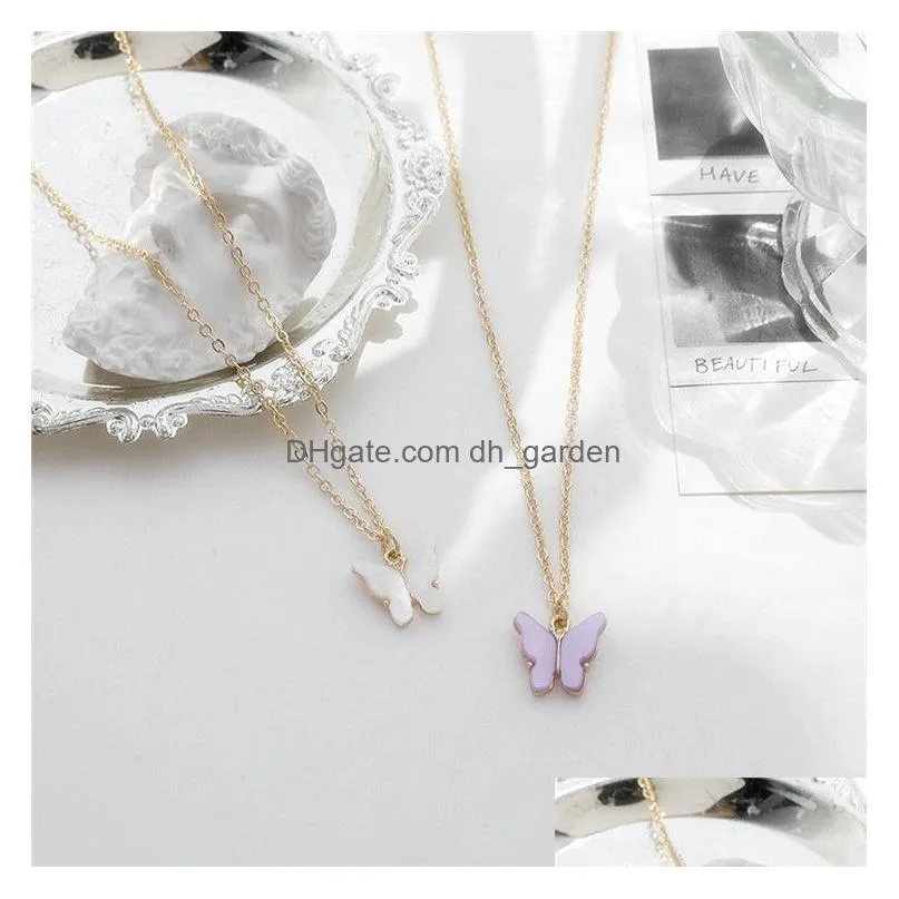 japan and south korea sweet butterfly pendant necklace fairy simple temperament niche cold wind clavicle chain