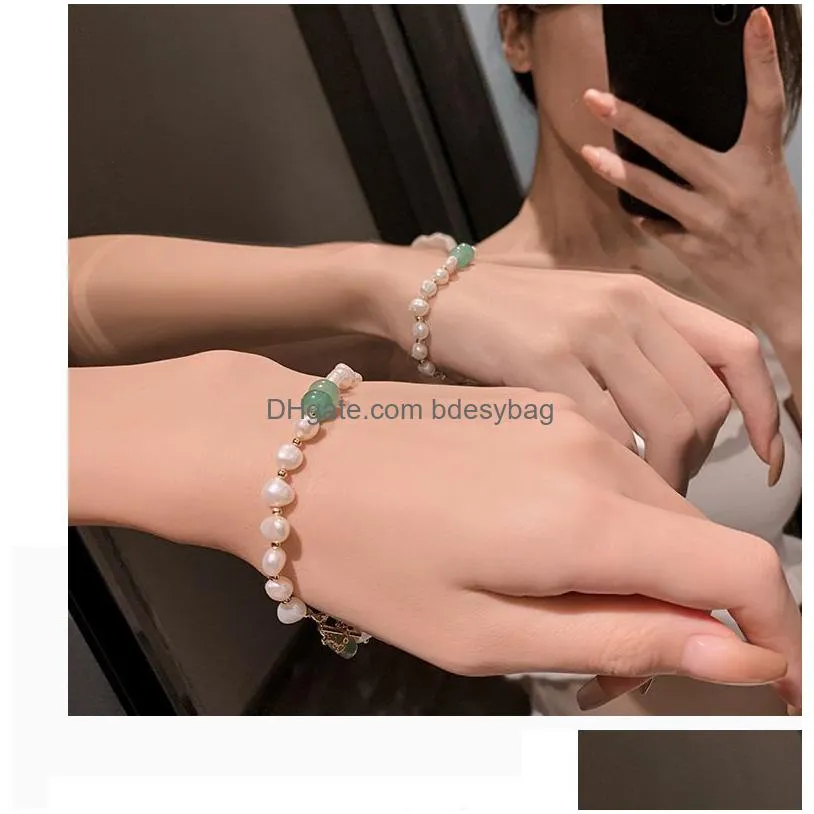 classic fashion natural stone pearl pendant bracelet for woman exquisite new lucky cuff bracelet anniversary gift luxury jewelry