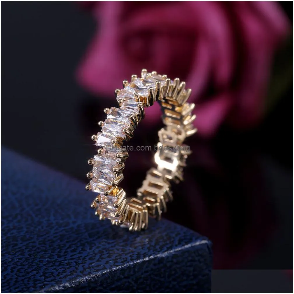 irregular vertical strip couple zircon band ring women engagement wedding cz love jewelry party gift
