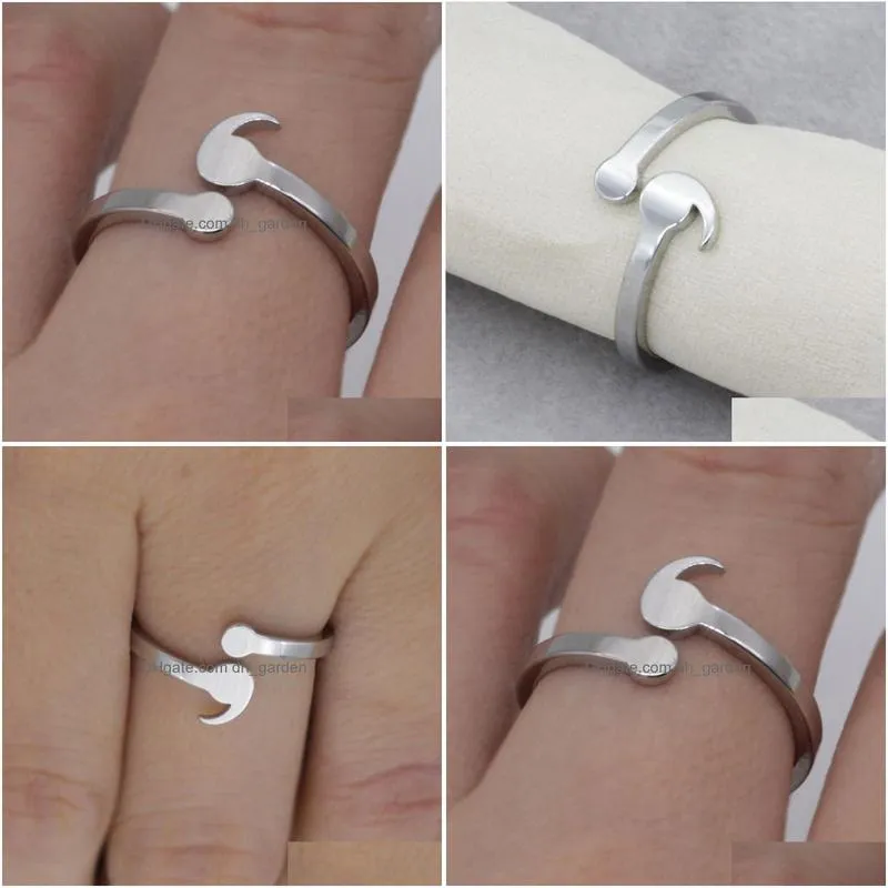 creative semicolon design opening wave ring for women men silver color inspirational jewelry graduate gifts for lover