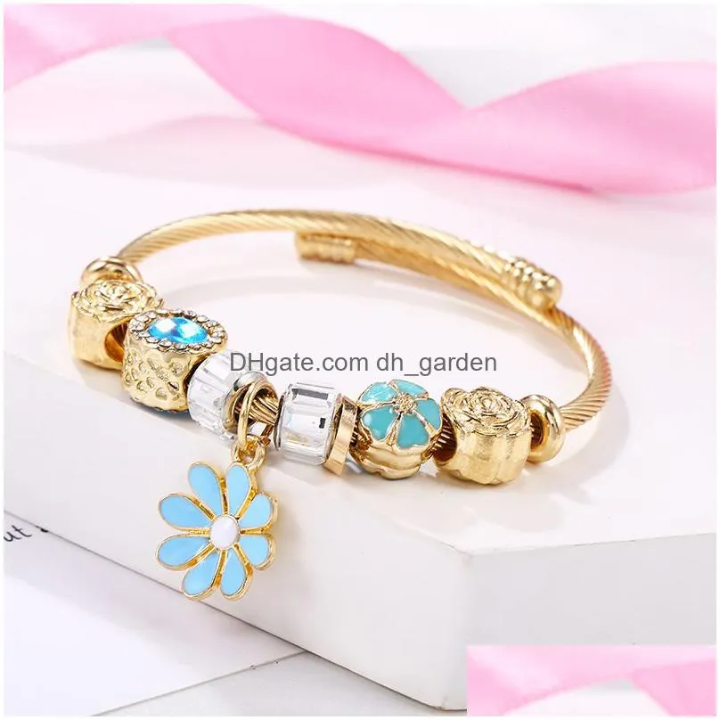 gold color adjustable sunflower cuff bangle bracelet for women fine jewelry 2022 new