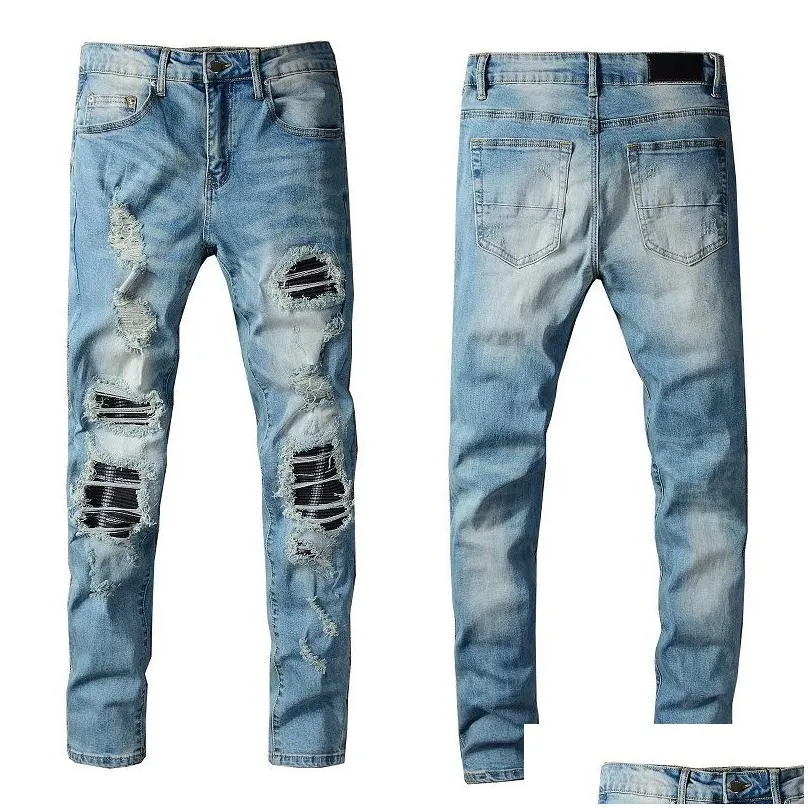 top quality vintage features mens jeans pants streetwear motorcycle style locomotive zipper biker pant classic slim for men5632576