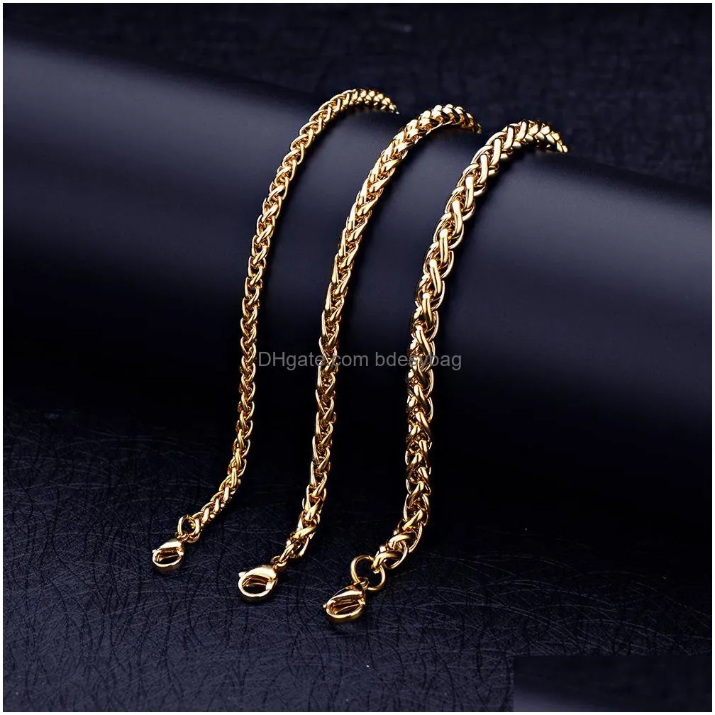 new gold plated keel chain bracelet fashion jewelry for women and men wedding birthday party gift 4/5/6mm