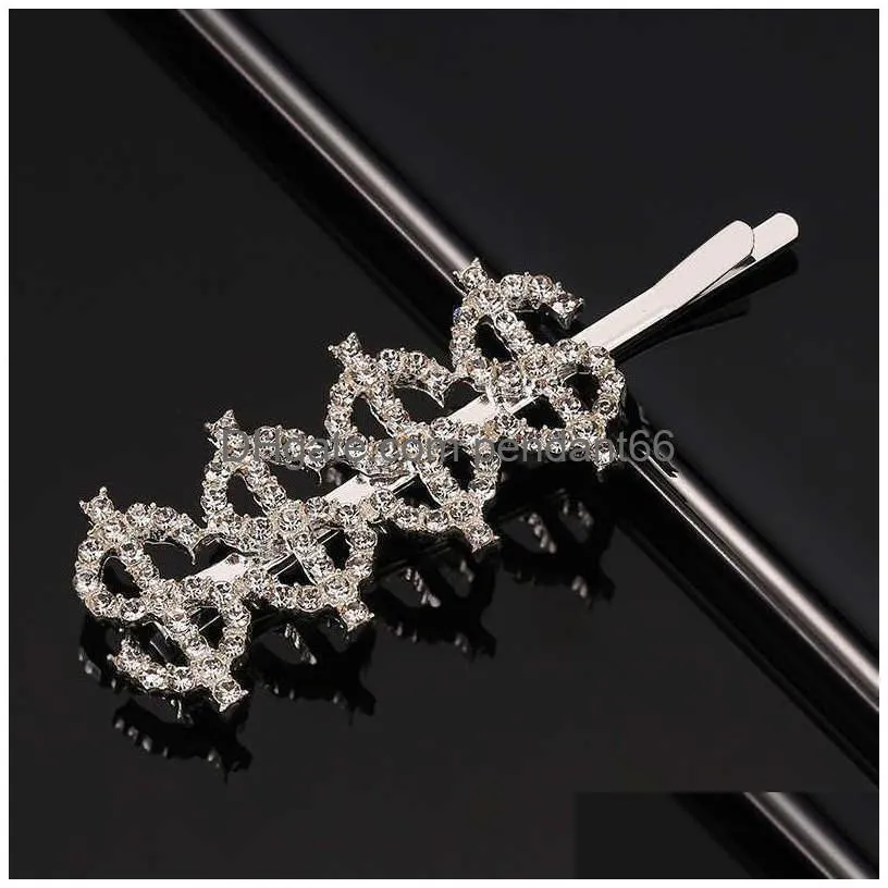 ins women girls diamond letter hair clips crystal hairpins rhinestone girl kiss boss sparkle bling hairclip hair accesseries gifts