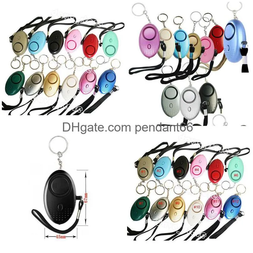 130db egg shape self defense alarm keychain pendant personalize flash light personal safty key chain charm car keyring