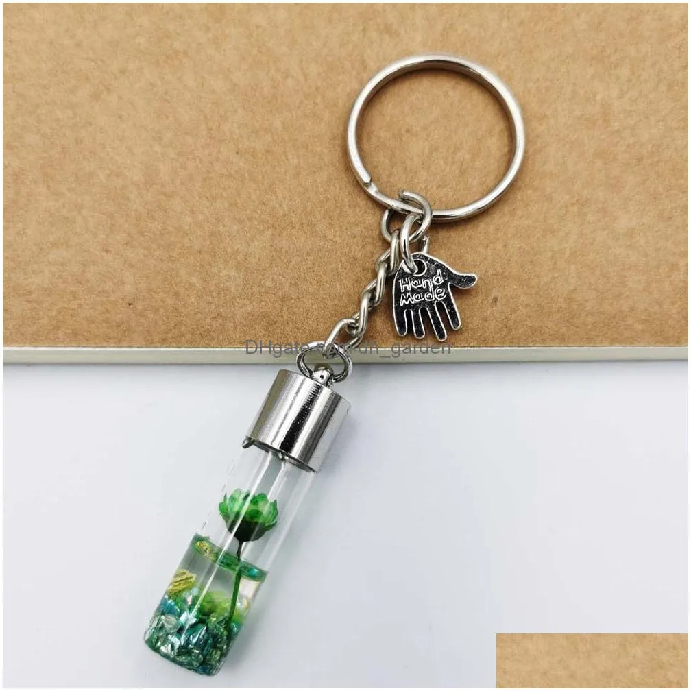 wishing bottle eternal flower keychain student pendant backpack car key accessories couple gift