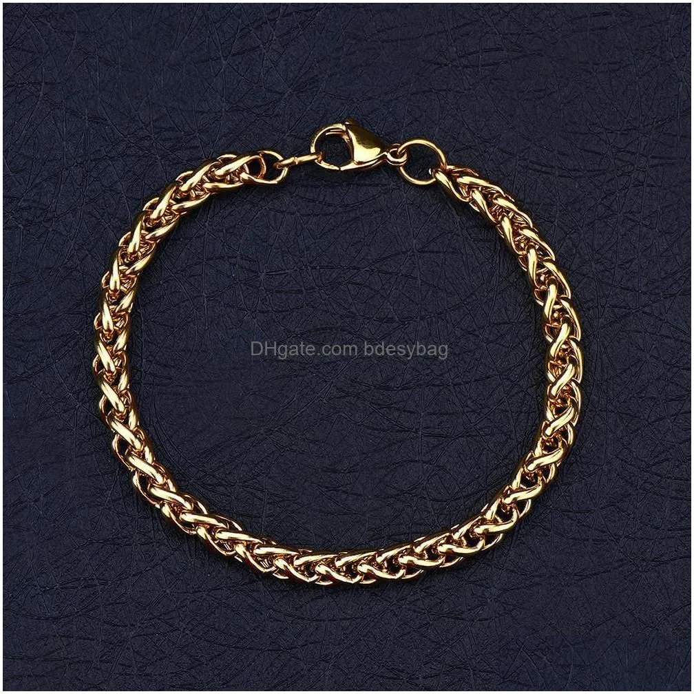 new gold plated keel chain bracelet fashion jewelry for women and men wedding birthday party gift 4/5/6mm