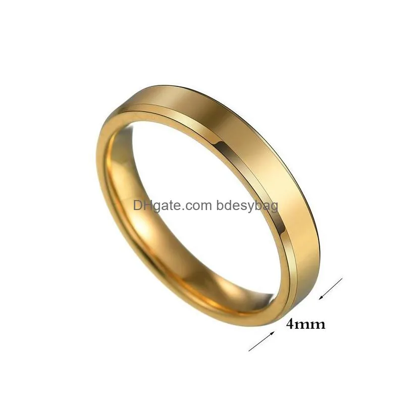 4mm stainless steel rings for men women blank band ring can engrave high polished edges engagement jewelry fit 511 size