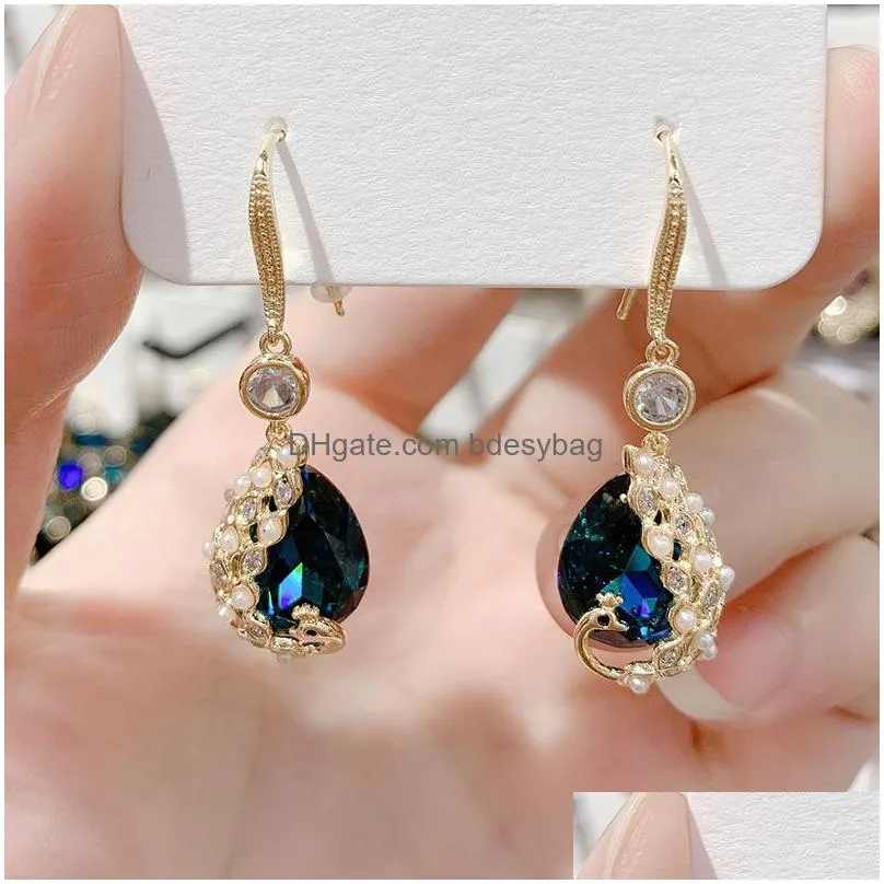 vintage peacock dangle earring female chinese style long earrings for women fashion jewelry gift diy creativity