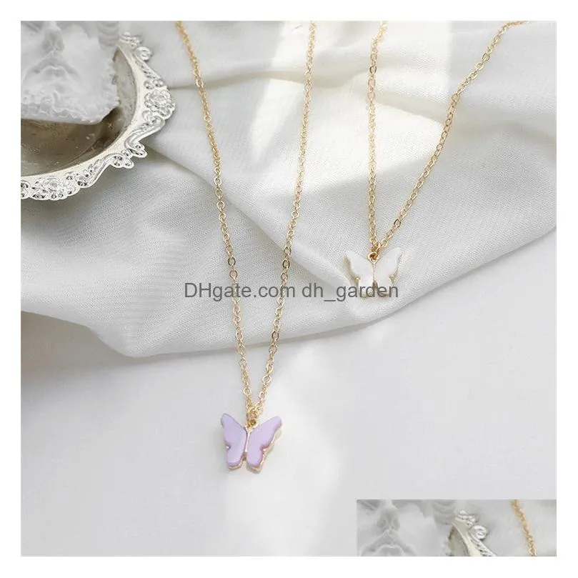 japan and south korea sweet butterfly pendant necklace fairy simple temperament niche cold wind clavicle chain