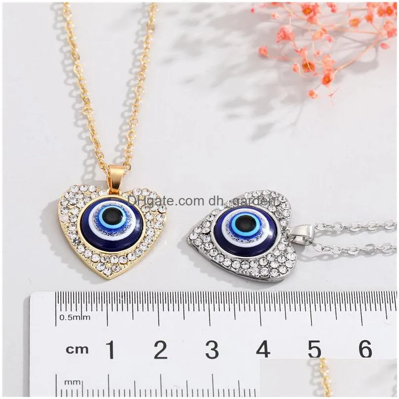 new fashion choker pendants heartshaped necklaces silver plated blue evil eye necklace enamel for women glamour jewelry