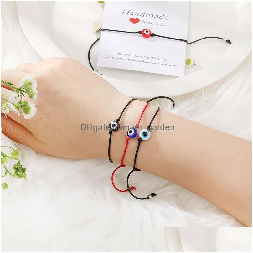 1pc evil turkish lucky blue eye bracelets for women handmade red braided rope chain charm bracelet female jewelry adjustable