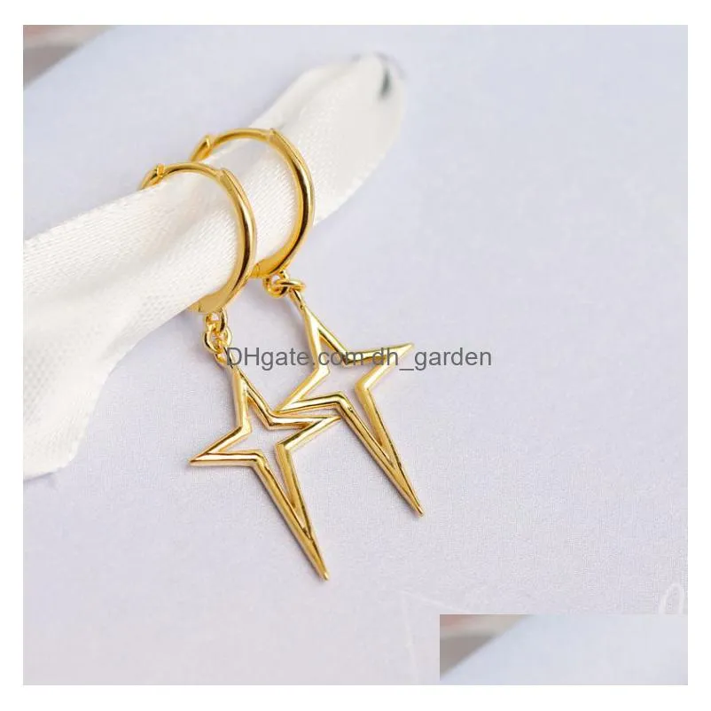 uni hoop dangle earrings punk metal jewelry brincos silver color geometric cross pendant exaggerate design