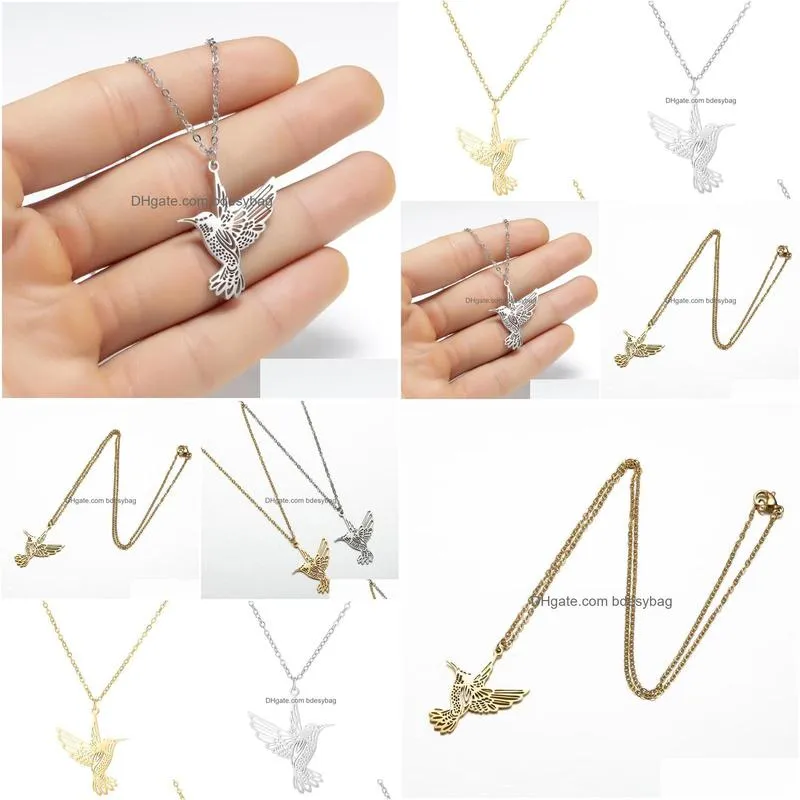 hummingbird pendant stainless steel necklaces for women bird necklace hummingbird colibri jewelry acero inoxidable joyeria mujer