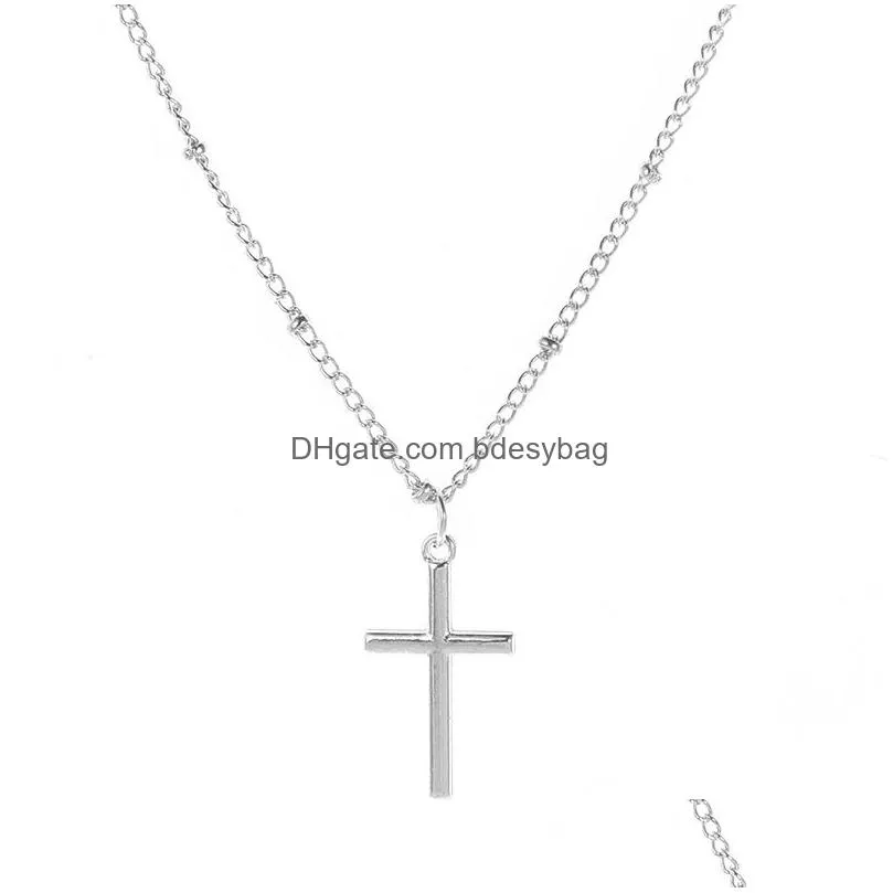 newest fashion summer silver chain cross necklace small gold religious jewelry gift for women wholesale