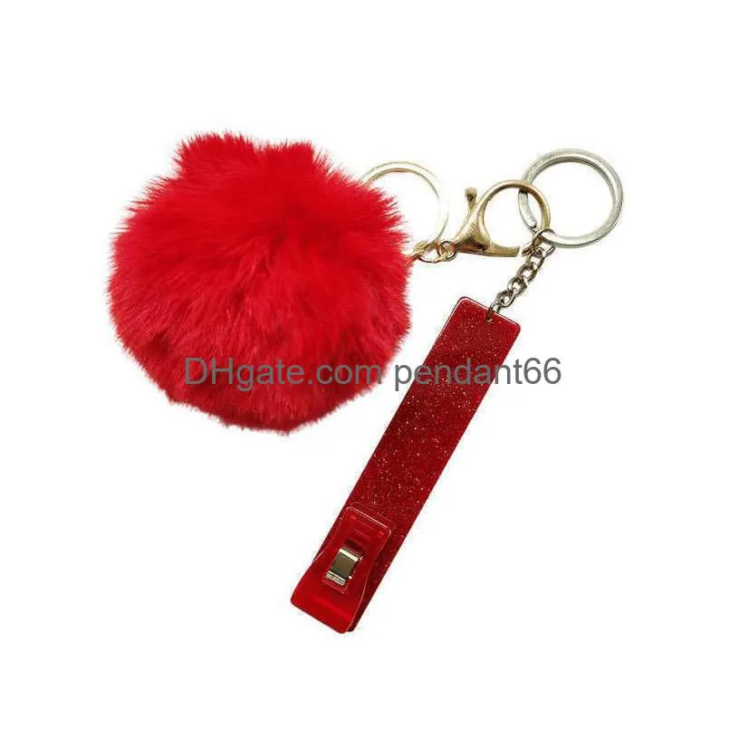 cute credit card puller pompom key rings acrylic debit bank card grabber for long nail atm keychain cards clip nails tools 6298