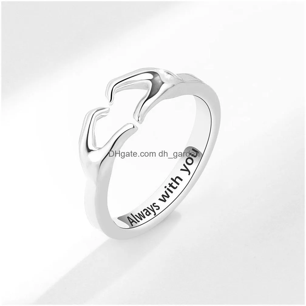 romantic hands than heart couple ring for women men geometric palm love gesture fashion finger rings wedding jewelry lover gifts