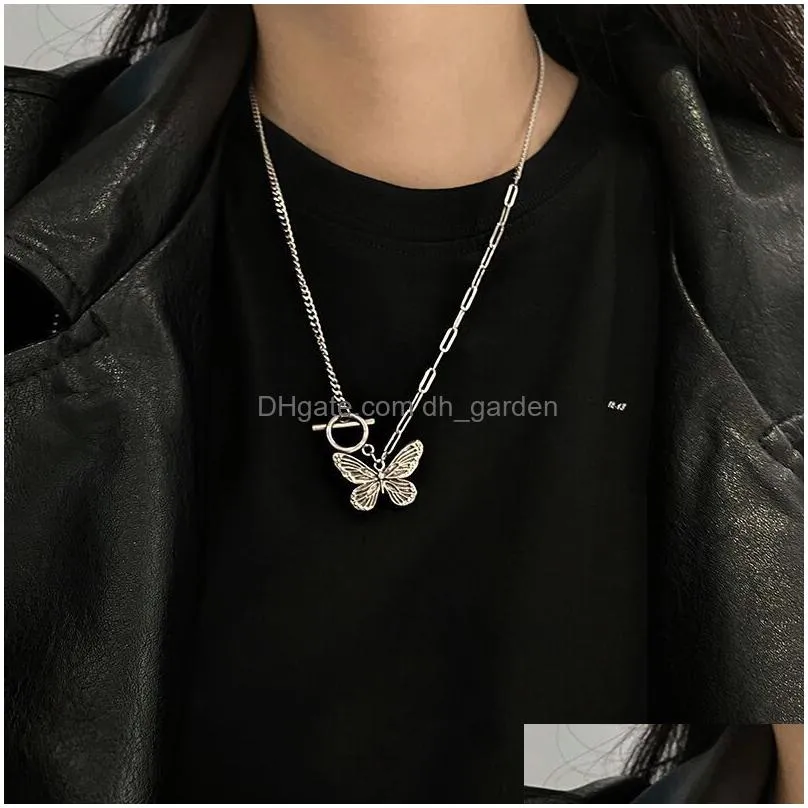 fashion popular butterfly shaped buckle pendant necklace bracelet ancient retro style clavicle necklaces