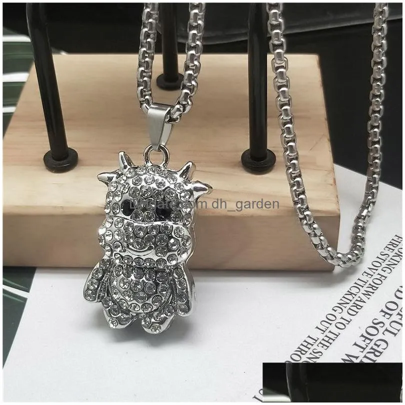 adorable zodiac calf pendant necklace full diamond hip hop necklaces animal couple copper jewelry for women men