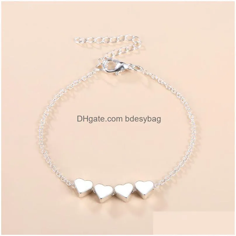 vintage peach heart gold silver color bracelet chain bracelets for women girls popular jewelry gifts wholesale